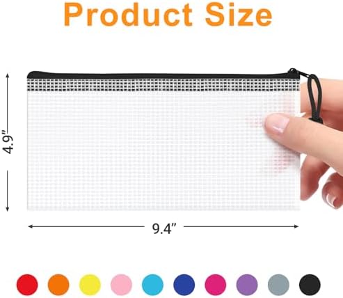 20Pack Mesh Zipper Pouch Bags, 9.4x4.9 Inch, 10 Colors - Image 2