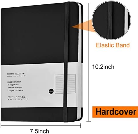 Coopay 12 Pack B5 Notebooks Journal College Ruled Composition Notebooks Classic Hardcover Lined Journals for Office Home School Business Writing Note Taking, 10.2" x 7.5", 100GSM Thick Paper (Black) - Image 2