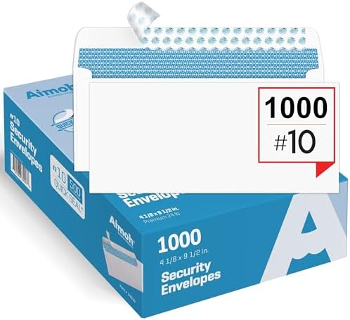 Aimoh 1000#10 Security Self-Seal Envelopes, Windowless Design, Premium Security Tint Pattern, Strong Quick-Seal Closure - EnveGuard - Size 4-1/8 x 9-1/2 Inches -White-24 LB- 1000 Count (34010-1000) - Image 2