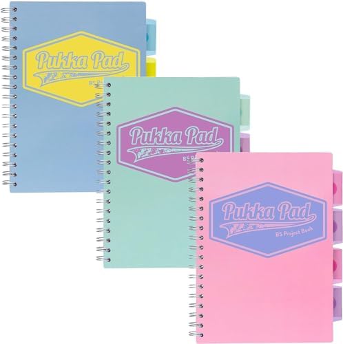 Pukka Pad 5 Subject Spiral Notebook 12-Pack - 200 Pages, 100 Sheets of 80GSM Paper with Repositionable Dividers & Perforated Edges for School & Office Planning & Organization - B5-7 X 10, Pastel by PukkaPad