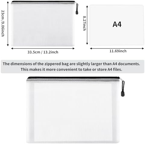 EOOUT 16pcs Mesh Zipper Pouch, Puzzles, Board Game Storage Bags for Organizing, Waterproof Zip File Bags, Letter Size, A4 Size, for School Office Supplies, Storage Bags, 8 Colors - Image 2