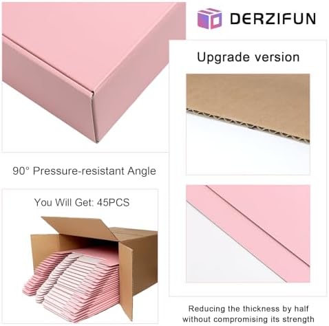 4x4x2 in Pink Shipping Boxes for Packaging Small Business, 45 Pack Mailer Boxes Corrugated Cardboard Mailing Box - Image 4