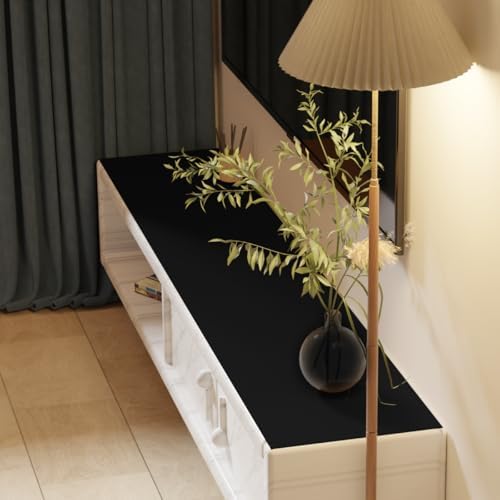 Faux Leather Table Cover,1.8mm Thick,16x54 Inch Desk Cover,Dresser Top Cover,Dresser Top Protector,Dresser Cover Top for Bedroom.(Black+Black,16x54) by Zinkooat