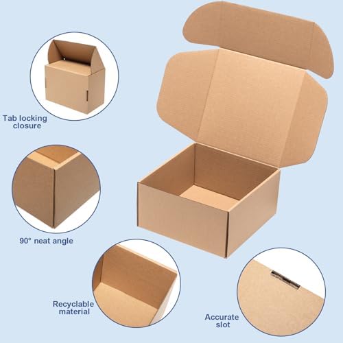 Wowxyz 8x8x4" Shipping Boxes 25 Pack Corrugated Cardboard Brown Box - Image 4