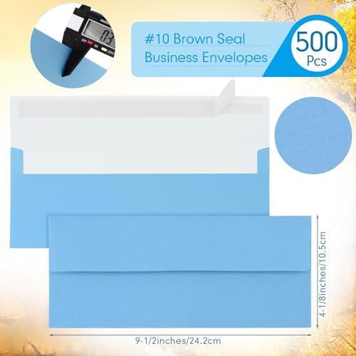 Jutom #10 Letter Size Kraft Envelopes, Blue, 500 Pcs - Image 2