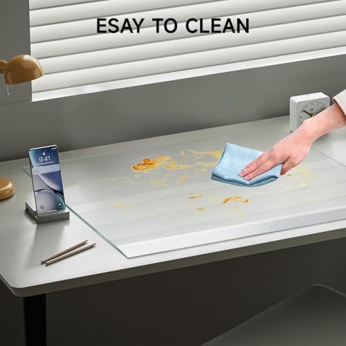 VASUHOME 32" x 20" Premium Tempered Glass Desk Mat with Beveled Edge - Ergonomic Desk Protector, Crystal Clear, Dry Erase Surface, Ideal Table Top Protector for Home & Office - Image 6