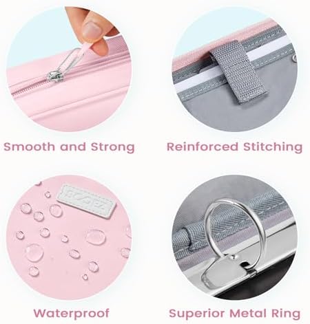 Sooez Zipper Binder Bag, 1 Inch Binders 3 Ring O-Ring, 5-Tab Divider Folder - Image 4