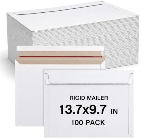 Affrolling 100 Pcs 13.7 x 9.7 Inches Rigid Photo Mailers Cardboard, White by Affrolling