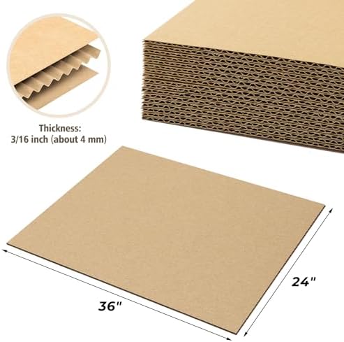 Golden State Art 5 Pack 24x36 Corrugated Cardboard Sheet 3/16" Flat Inserts - Image 2