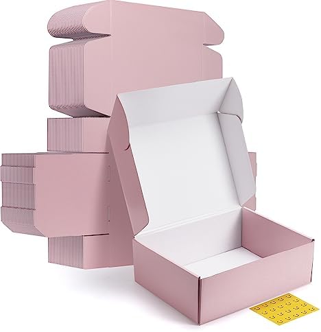 HORLIMER 12x9x4 inches Shipping Boxes Set of 20, Pink Medium Corrugated Cardboard Gift Mailer Box by HORLIMER