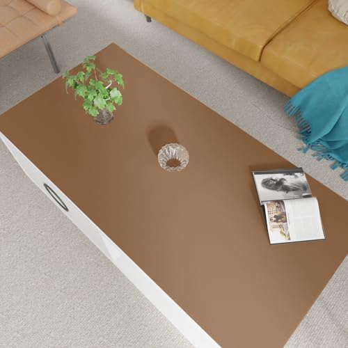 Faux Leather Table Cover,1.8mm Thick,24x60 Inch Desk Cover,Large Desk Mat,Table Protector,Table Cover Protector,Desk Protector,Table Pad,(Mud Color+Champagne Gold,24x60) by Zinkooat