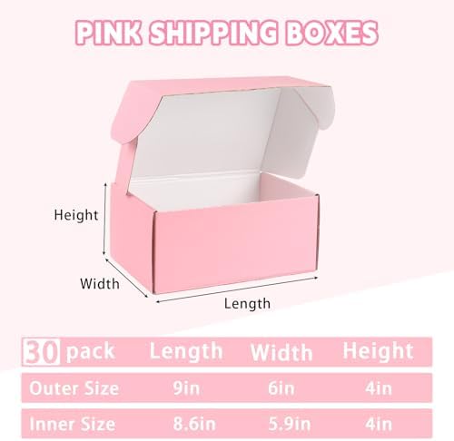 FORBFAN 9x6x4 Pink Shipping Boxes 30 Pack, Mailer Boxes for Packaging Small Business, Cardboard Boxes for Shipping Moving Mailing - Image 2