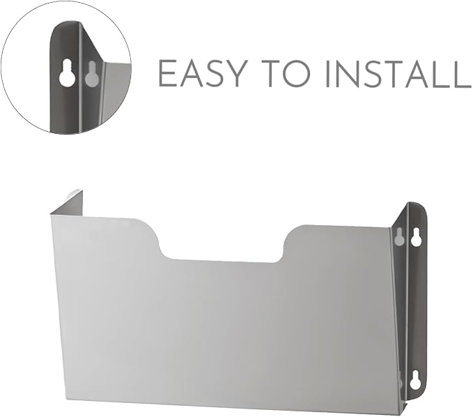 DR POCKET RACK Wall Mount Pocket Wall File Organizer, Single Pocket Letter Size, Stainless Steel, 14 x 2.5 x 7.5 inches - Image 3