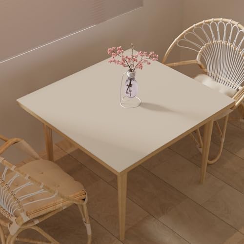 Faux Leather Table Cover,1.8mm Thick,42x42 Inch Table Protector,Table Protector for Dining Room Table,Dining Table Cover,Table Cover Protector(Beige+Light Gray,42x42) by Zinkooat