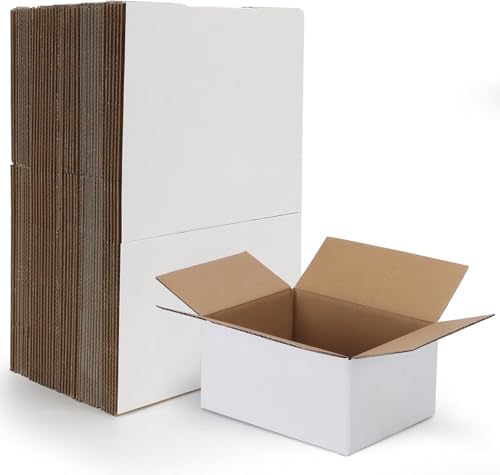 HORLIMER 8x6x4 Shipping Boxes Set of 40, White Corrugated Cardboard Mailer Box for Packing Small Business by HORLIMER