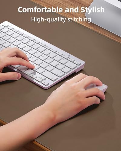 Leather Desk Pad Protector- 48" x 17" Office Desk Mat, Non-Slip PU Leather Mouse Pad, Waterproof Desk Blotter Mat, Desk Cover for Office and Home (Dark Khaki) - Image 3