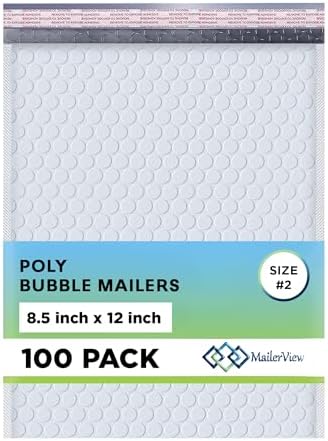 Arctic White Bubble Mailers 8.5x12 Poly Padded Envelopes #2 100 Pack by MAILERVIEW