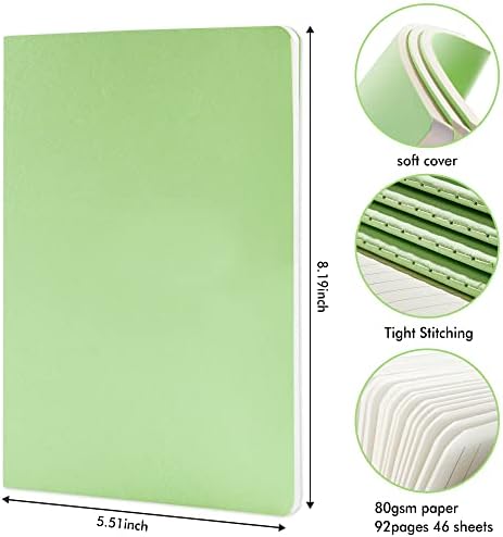 36 Pack Soft Cover Journal Bulk, Feela Lined Blank Travel Journal for Women Men Writing, Notebooks College Ruled for Work, Note Taking Notebook School Business Supplies, 8.2” x 5.5”, A5, Light Green - Image 2