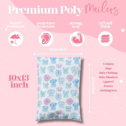 Pretty Package Store Poly Mailer 10x13, Pretty Pups Puppy Dogs, 100 Pack - Image 3