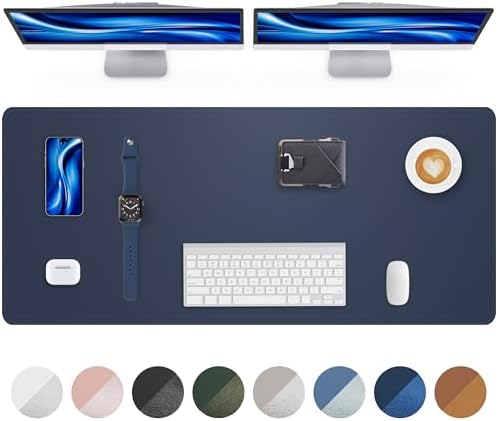 AFIING Leather Desk Pad Protector, 48" x 17", Midnight Blue by AFIING