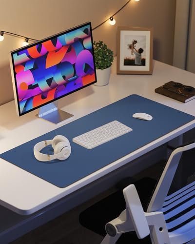 AFIING Desk Pad Protector 23.6" x 13.7" - Non-Slip Waterproof PU Leather Desk Mat for Mouse, Keyboard, Laptop, Office and Home Workspace (Blue Grey) - Image 6