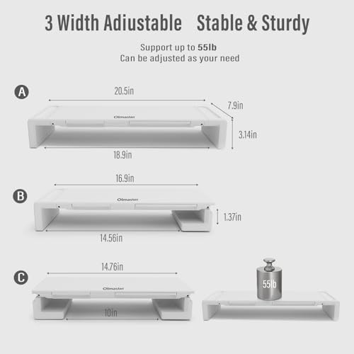 OImatser Monitor Stand Riser with USB 3.0 Hub & Type-C Port, Foldable Adjustable Computer Stand with Storage Drawer, Pen Slot & Phone Holder, Space Saving Laptop Stand for Home Office Desk Organization (White-3.0 HUB-Adapter) - Image 3