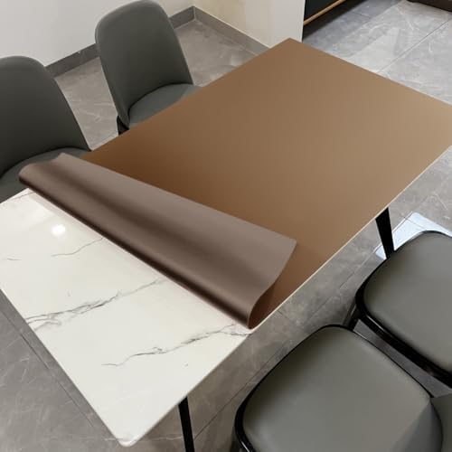 Faux Leather Table Cover,1.8mm Thick,36x54 Inch Table Protector,Table Protector for Dining Room Table,Table Protectors for Rectangle Tables.(Mud Color+Champagne Gold,36x54) by Zinkooat