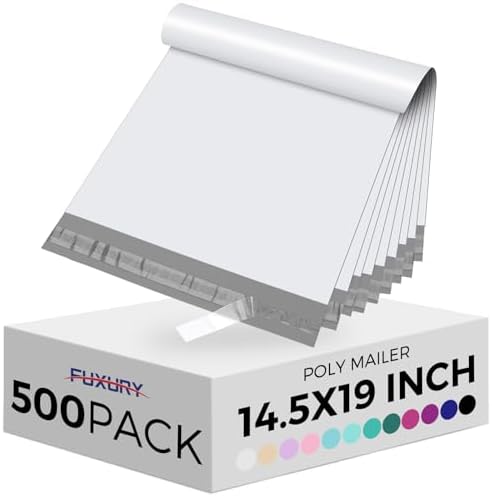 Fuxury 14.5x19" Poly Mailers 500Pcs,Bulk Shipping Bags For Clothing,White by Fuxury
