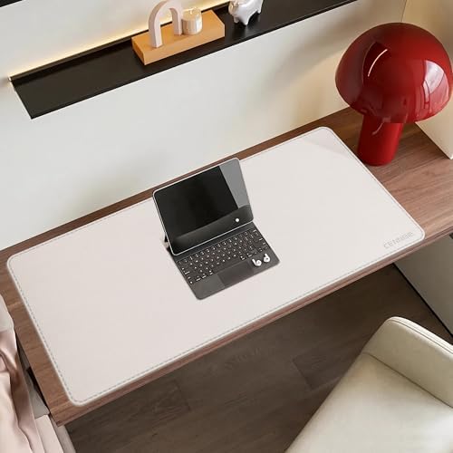 CENNBIE 35.5" x 16" Leather Desk Mat,Computer Mouse Pad for Office(Cream) - Image 4