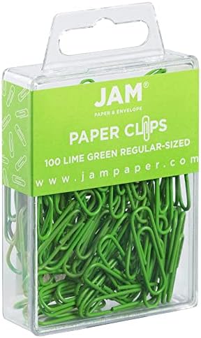 JAM PAPER Colorful Standard Paper Clips - Regular 1 Inch - Lime Green Paperclips - 100/Pack - Image 2