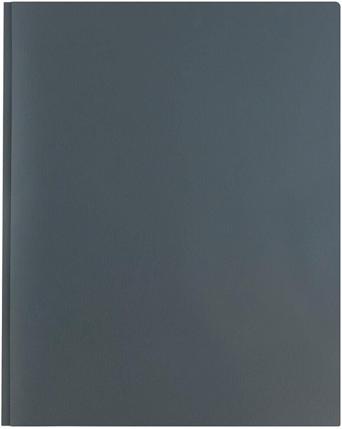 JAM PAPER Plastic 2 Pocket POP Folders - Durable School Folders with Metal Prongs Fastener Clasps - Grey - 12/Pack - Image 4