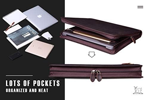 Genuine Leather Professioal Business Portfolio Padfolio Folder with Zipper for Men and Women,Work Portfolio for Letter Size Notepad, for Meeting and Travel, Dark Brown - Image 5
