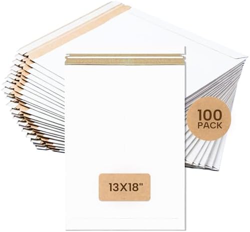 BOX USA Rigid Mailers 13 x 18 (100-Pack) - Cardboard Mailer Envelopes for Posters, Photography Prints, Certificates - Stay Flat by BOXUSA
