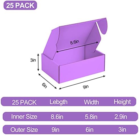 25 Pack Small Shipping Boxes Purple Corrugated Cardboard Box 9x6x3 inches，Corrugated Box for Packaging Small Business,Mailing Packing Literature Mailer,Shipping Gift Boxes - Image 2
