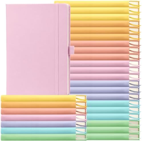 Laumoi 28 Pack A5 PU Leather Lined Notebook Journal, Pastel Color,Simple by Unknown