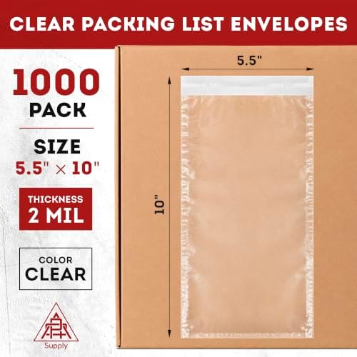APQ Supply Clear Packing List Envelopes, 5.5 x 10 Inch Self Seal Shipping Document Pouches, 1000 Pack for Business Warehouse E Commerce Fulfillment and Shipping Departments - Image 2