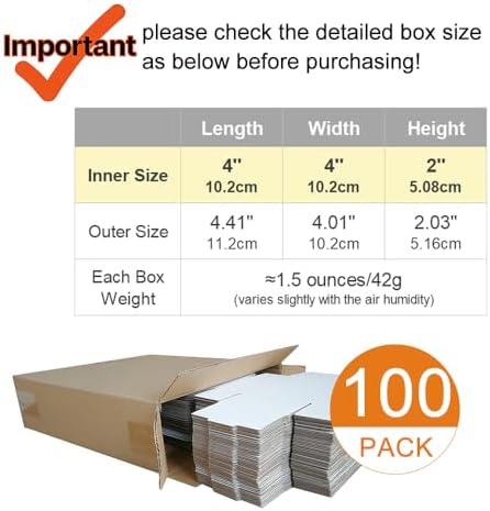 100 Pack 4x4x2'' Small Shipping Boxes, Corrugated Cardboard Mailers for Business, White (CM442-100) - Image 2