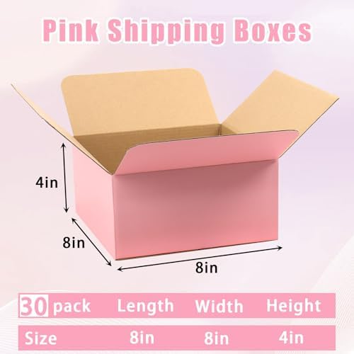 8x8x4 Pink Shipping Boxes, 30 Pack Mailing Boxes for Small Business, Corrugated Cardboard Boxes for Shipping, Packaging - Image 2