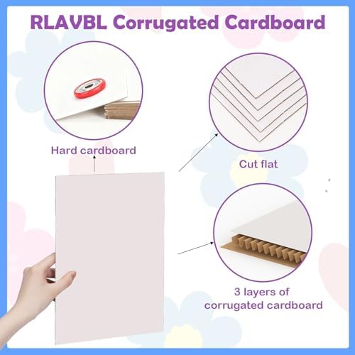 RLAVBL 50 Pack 8.5x11 Corrugated Cardboard Sheets, White Flat Cardboard Inserts for Shipping, Mailing, Packing, DIY Crafts - Image 3