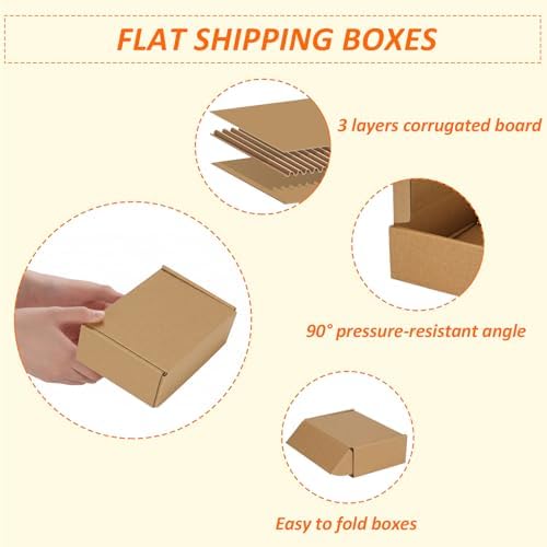 HORLIMER 6x4x2 inches Shipping Boxes Set of 50, Brown Corrugated Cardboard Box Literature Mailer - Image 3