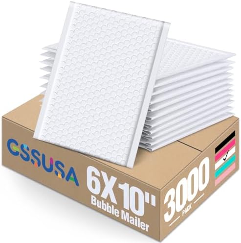 GSSUSA White Bubble Mailers 6x9 Small Padded Envelopes 3000 Pack Self-Seal by GSSUSA