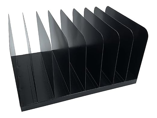 Huron Applied Sciences Vertical 8 Slot Steel Desk Organizer/Sorter, Black - Image 2