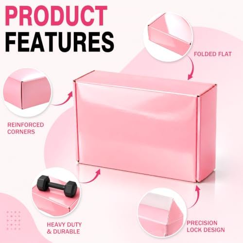 50 Pack Pink Shipping Boxes, 7x5x2" Cardboard Mailing Boxes for Shipping Small Business, Bulk Packaging Boxes - Image 4