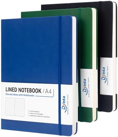 Dynta A4 Lined Journal Notebooks 3 Pack 8.5 x 11 Leather Hardcover Journals by Dynta