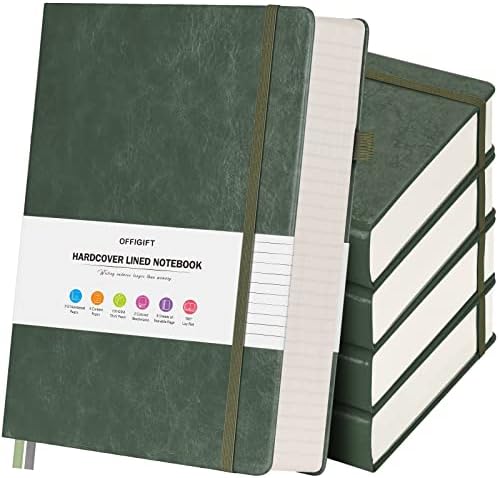 5 Pack College Ruled Notebook Bulk, A5, 312 Numbered Page Thick Journal Set by OFFIGIFT