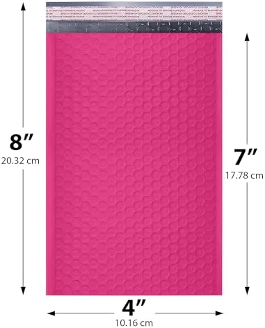 Hot Pink Bubble Mailers 4x8, Self Seal Poly Padded Envelopes #000, 500 Pack - Image 2