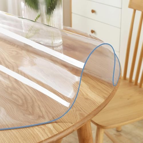 38 Inch Dia Round Clear Furniture Table Protector 1.5mm Thick Clear Plastic Tablecloth Wipeable Water Resistant Tabletop Cover PVC Vinyl Circle Coffee Dining Upgraded Version Tabletop Protective Pad by PoPoTo