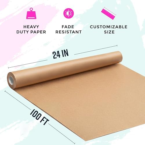Bryco Goods Brown Kraft Paper Roll - 24" x 1200" (100 ft) - Made in USA - Ideal for Gift Wrapping, Packing, Moving, Shipping, Parcel, Wall Art, Crafts, Bulletin Boards, Floor Cover Table Runner - Image 2