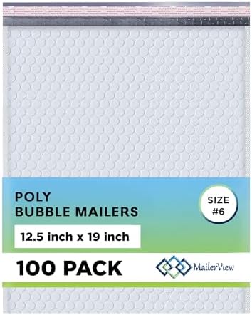 Arctic White Bubble Mailers 12.5x19.5 Poly Padded Mailers 100 Pack by MAILERVIEW