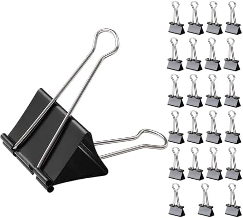 3 Inch Extra Large Binder Clips (24 Pack), Black Jumbo Binder Clips, Heavy Duty Paper Clamps, Big Metal Paper Clips for Office, Home, School, Art Supplies by XIIFIIFII